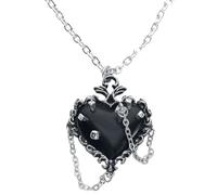 Alchemy Gothic Witches Heart Femme Collier couleur argent Étain