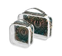 Alchemy Magical Moon Lot de 2 trousses de toilette transparentes avec fermeture éclair pour articles de toilette en PVC transparent pour homme et femme, multicolore, Trousse de toilette