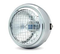 Alchemy Parts Chrome Moto Phare 6 inch pour Projet Café Coureur Rétro Scrambler - Grille Maille H4 55W