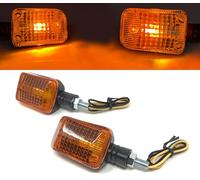 Alchemy Parts Moto Clignotants 12V Ampoule Street Motos Quads Atvs Scooters Transports Facile à Installer - Noir Avec Lentille Ambre, 1 Pair