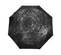 Alchimie du Zodiaque Noir Parapluie Pliable Pliant à Ouverture Automatique Parapluies Pliant Coupe-Vent pour Voyager Plage Femmes Enfants Homme Fille
