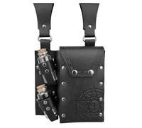 Alchimie médiévale PU Ceinture en cuir Sac de taille médiéval avec 2 bouteilles en liège Halloween Fantasy Wizard Sac à la taille, Noir , Taille unique, Beauté de masse