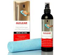 ALCLEAR 721ER Kit Nettoyant Acier Inoxydable + Chiffon Microfibre - Élimine Graisse, Traces & Empreintes - Pour Cuisine, Frigo, Hotte, Évier & Surfaces Métalliques - Nettoyage Sans Traces