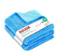 ALCLEAR 820203K_2 Set de 2 Chiffons Microfibre 40x40 cm, Ultra Doux, sans Peluches & sans Traces, pour Cuisine Brillante, Meubles Laqués, Verre, Plastique & Acier INOX, Bord Ultrasonique Anti-Rayures