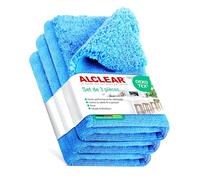ALCLEAR 820203K_3 Set de 3 Chiffons Microfibre 40x40 cm - Nettoyage Doux et sans Trace pour Cuisine Brillante, Meubles laqués, Verre, Plastique, INOX - Bordure coupée ultrasons, lavables à 60°C
