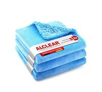 ALCLEAR 820203U_3 Set de 3 Chiffons de Polissage en Microfibre pour Voiture 40x40 cm - Ultra Doux, découpés par ultrasons, Entretien Auto, Soin de la Peinture, Nettoyage des Jantes, sans Traces