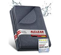 ALCLEAR 820901M Lot de 2 Chiffons de Séchage Miracle en Microfibre Ultra Absorbante pour l’Entretien de la Voiture, le Detailing Automobile, la Moto, la Cuisine, le Ménage et la Vaisselle 80 x 55 cm Gris