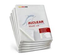 ALCLEAR 950001 Lot de 5 Chiffons en Microfibre pour Vitres Pour un Nettoyage sans Chiffon de Séchage ni Raclette Lave-Vitres Pour la Voiture, la Maison et les Fenêtres 40 x 45 cm Blanc