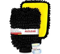 ALCLEAR 95C2 Gants en chenille - Lot de 2 chiffons en microfibre pour entretien de voiture - Gant de lavage 22x17 cm en 80% polyester & 20% polyamide - doux, sans peluche, respecte la peinture.