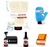 ALCLEAR® 95V03 Value Kit Außenreinigung Auto: Mikrofaser Waschhandschuh, Mikrofaser Felgenhandschuh, XXL Trockentuch, Autoshampoo Konzentrat, Reifenglanz