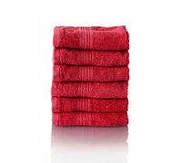 ALCLEAR - Lot de Serviettes éponge de qualité supérieure, Gamme Disponible en 6 Coloris et 5 Tailles, Coloris : Rouge, 6 Serviettes invités de 30 x 30 cm, Oeko-Tex Standard 100