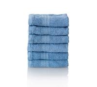 ALCLEAR - Lot de Serviettes éponge de qualité supérieure, Gamme Disponible en 6 Coloris et 5 Tailles, Coloris : Jeans Bleu, 6 Serviettes de Bain de 30 x 30 cm, Oeko-Tex Standard 100