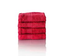 ALCLEAR - Lot de Serviettes éponge de qualité supérieure, Gamme Disponible en 6 Coloris et 5 Tailles, Coloris : Rouge, 4 Serviettes de Bain de 50 x 30 cm, Oeko-Tex Standard 100