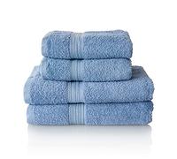 ALCLEAR - Lot de Serviettes éponge de qualité supérieure, Gamme Disponible en 6 Coloris et 5 Tailles, Coloris : Jeans Bleu, 2 Serviettes pour de 70 x 140 cm et 2 draps de Bain de 50 x 100 cm