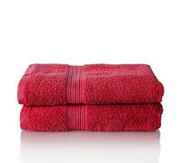 ALCLEAR - Lot de Serviettes éponge de qualité supérieure, Gamme Disponible en 6 Coloris et 5 Tailles, Coloris : Rouge, 2 Serviettes de Bain de 50 x 100 cm, Oeko-Tex Standard 100
