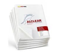 ALCLEAR 950001 Lot de 5 Chiffons en Microfibre pour Vitres Pour un Nettoyage sans Chiffon de Séchage ni Raclette Lave-Vitres Pour la Voiture, la Maison et les Fenêtres 40 x 45 cm Blanc