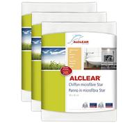 ALCLEAR Star 950006_3 Lot de 3 Chiffons Spéciaux en Microfibre pour Salle de Bain, WC et Cuisine pour Retirer les Traces de Calcaire sans Produit Nettoyant, Chimique Convient aux Personnes Allergiques