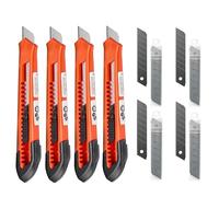 Alco-Albert 127_129-10 - Cutter 18 mm avec 40 lames de rechange, 4 couteaux universels, couteau pour tapis, couteau de travail