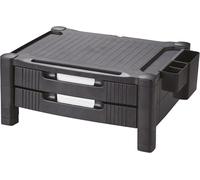 Alco-Albert 5536-11 - Support pour écran avec 2 tiroirs, réglable en hauteur sur 2 niveaux, 43,5 x 33,6 x 19,3 cm, capacité de charge 20 kg