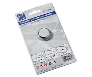 Alco-Albert 7028 A27 Super Force Aimants, brossé, diamètre 25 mm, KP, argent