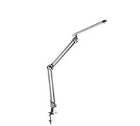 ALCO-Albert 962-28 - Lampe de bureau/de travail LED avec pince de table et double bras pratique, argentée, interrupteur marche/arrêt, 20 LED, plastique, 7 watts, env. 62 x 4,5 x 50 cm