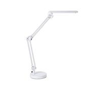 ALCO-Albert 963-10 - Lampe LED pour bureau/poste de travail avec pied rond et double bras pratique, blanc, interrupteur marche/arrêt, 20 LED, plastique, 7 watts, env. 60,7 x 16 x 44 cm