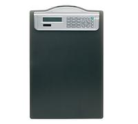 ALCO-Albert - Porte-bloc avec calculatrice solaire DIN A4 noir | Sous-main avec calculatrice solaire intégrée et échelle graduée pour le bureau, l'école et l'administration