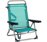 ALCO Chaise de Plage en Aluminium Multiposition avec poignée et Pied arrière Pliable Vert 79,5 x 59,5 x 56 cm
