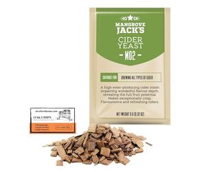 AlcoFermBrew Levure de cidre 25L - Mangrove Jack’s M02 + Copeaux de Chêne Français 20g, Sèche levure, Levure de vin, Levure pour la Pomme, Fruits de levure, Craft Series