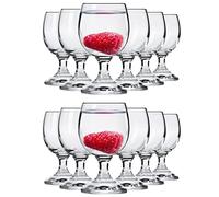 Alcohol Cage® Set de 12 verres élégants de 40 ml 4cl pour shots de Vodka Tequila Liqueur avec pieds en verre résistant au lave-vaisselle Verre à Shot Party Stamperl Set Pinneken verres à boisson, 2x6
