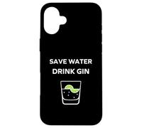 Alcohol Gin Funny Drinking Save Water Drink gin Coque pour iPhone 16 Plus