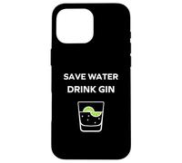 Alcohol Gin Funny Drinking Save Water Drink gin Coque pour iPhone 16 Pro Max