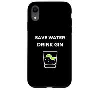 Alcohol Gin Funny Drinking Save Water Drink gin Coque pour iPhone XR