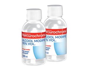 Alcool modifié 90% Mercurochrome, 2 flacons de 100 ml