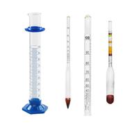 Alcoomètre 0-100 % + Saccharimètre 0-30°Blg (Plato) + Éprouvette en Verre 100 ML | Kit de Mesure pour Sucre et Alcool - Fermentation et Distillation Maison