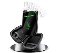 ALCORA T1 Lot d'éthylotest de qualité supérieure avec 10 embouts et étui rigide - Compteur de promille compact au design porte-clés - Éthylotest électrochimique avec batterie USB-C (plus de 400 tests