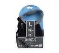 Alcott Expedition Laisse de Ceinture rétractable réfléchissante 24' de Long, Grand pour Chiens jusqu'à 49,9 kg, Noir avec poignée Souple Gris