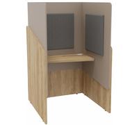 Alcôve cabine de confidentialité acoustique assise CALME Bas Chêne Nebraska - Haut Argile - Habillage Gris