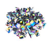 ALCXAZS 50 pièces verre cristal ensemble gemme paillettes brillant 3D conseils décoration Nail Art strass carte faisant robe de mariée, Cristal Blanc AB