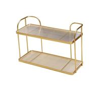 ALCXAZS Accessoire de Rangement élégant pour Salle de Bain, au Fini doré, avec Un Solide Porte-shampoing à 2 Niveaux et Une étagère à Maquillage antidérapante pour