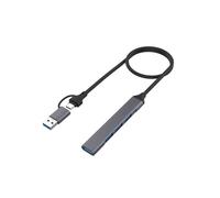 ALCXAZS Adaptateur 7 Ports 2 en 1 Connecteur Multiport Portable Accessoire d'Extension Gris Mini Digital Multi-usage USB A C HUB, 4 Ports