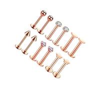 ALCXAZS Bijou de piercing corporel en zircon, labret, anneau de lèvre. 12 piercings lèvre en acier inoxydable durable avec embout lisse et confortable. Tailles : 3 mm/4 mm. Labret unisexe, calibre