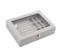 ALCXAZS Boîte à Bijoux Mode Anti-poussière vitrine vitrine présentoir Plateaux de Rangement Organisateur Grande capacité Femmes Dames Voyage, Gris Glace