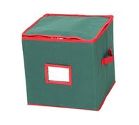 ALCXAZS Boîte de rangement amovible pour décorations de Noël, fermeture éclair, poignée confortable, peut contenir jusqu'à 64 boules, pendentifs et autres décorations, vert, 33 x 33 x 34 cm