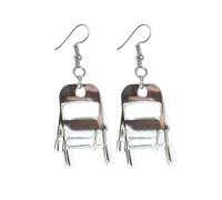 ALCXAZS Boucles d'oreilles de chaise pliante accrocheuses, pour une déclaration de Style Unique, Souvenir élégant, mouvement chaise, à la mode, argent