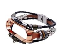 ALCXAZS Bracelet de Style rétro avec perles ethniques, pour Mi Band, exquis, rétro, authentique, perles ethniques, en plastique, facile à installer, Or rose marron