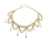 ALCXAZS Chaîne de corps ajustable multicouche style, chaîne de taille unique avec pendentif à Pour pompon doré, cadeau pour les passionnées de mode