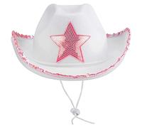 ALCXAZS Chapeaux de fête scintillants et extravagants, notamment un chapeau de cowboy rose décoré de paillettes, pour adultes, filles et soirées déguisées. Chapeau de