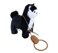 ALCXAZS Chat Robot en Peluche interactif, Jouet électronique pour Chat, contrôle Les mouvements, Chante et Marche, Cadeau d'anniversaire Amusant avec Corde, Chaton contrôlable, Noir, 22 x 25 cm