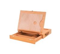 ALCXAZS Chevalet de table compact et portable en bois, avec poignée latérale, support pour croquis et peinture, Beige, M.